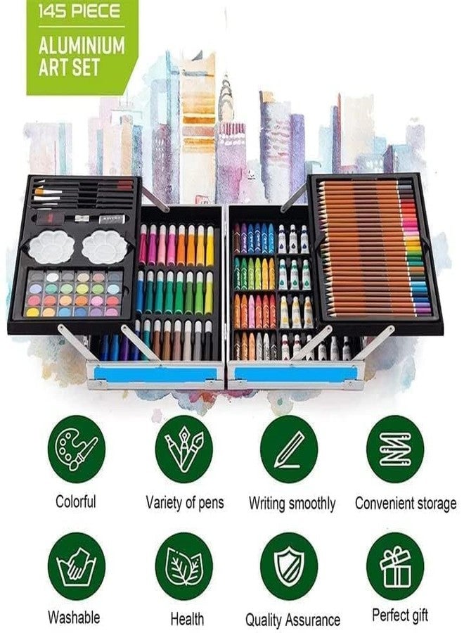 Brille Bee 145Pc Art & Craft Painting Set - Suitcase Shape All-in-1 Art Box with Watercolors, Sketching Tools & Stationery, Gift for Kids (New Unicorn) - Image 3